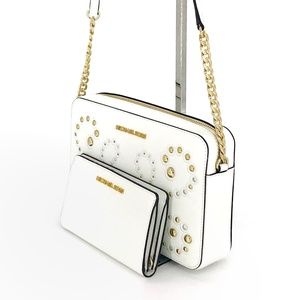 Michael Kors | Bags | Michael Kors Jet Set Studded Crossbody Wallet Set ...